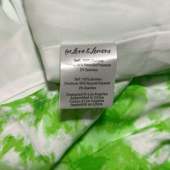 FOR LOVE and LEMONS Devon Mini Dress One Shoulder Green White Tie Dye Sz M NEW - Picture 12 of 12